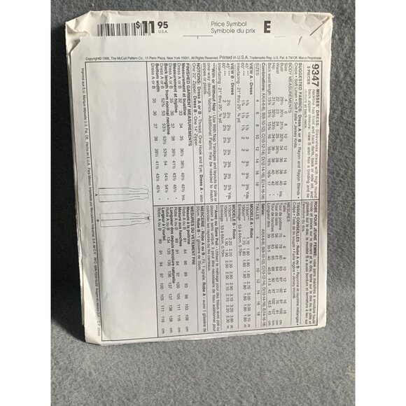 McCalls 2-Hour Dress Pattern 9347 Size 4-6-8 Petite-Able Sewing uncut - Picture 2 of 2